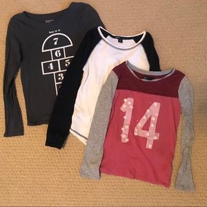 Three great condition Gap girls sporty shirts, sz8